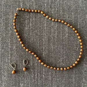 Honora Collection chocolate pearl necklace and pearl earrings set